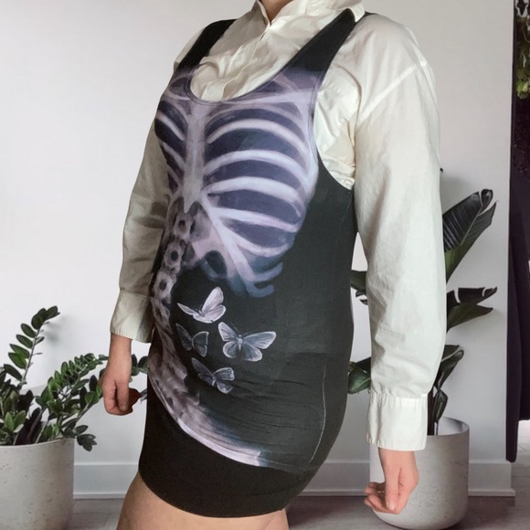 X Ray Skeleton Butterflies Unisex Oversized Lightweight Tank Top Small - Picture 2 of 10